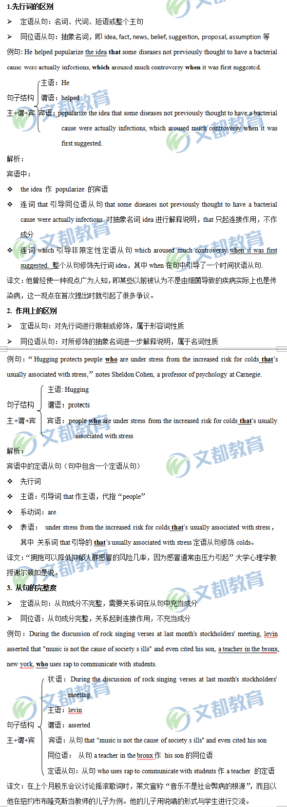 2019考研英语备考：定语从句和同位语从句的区别